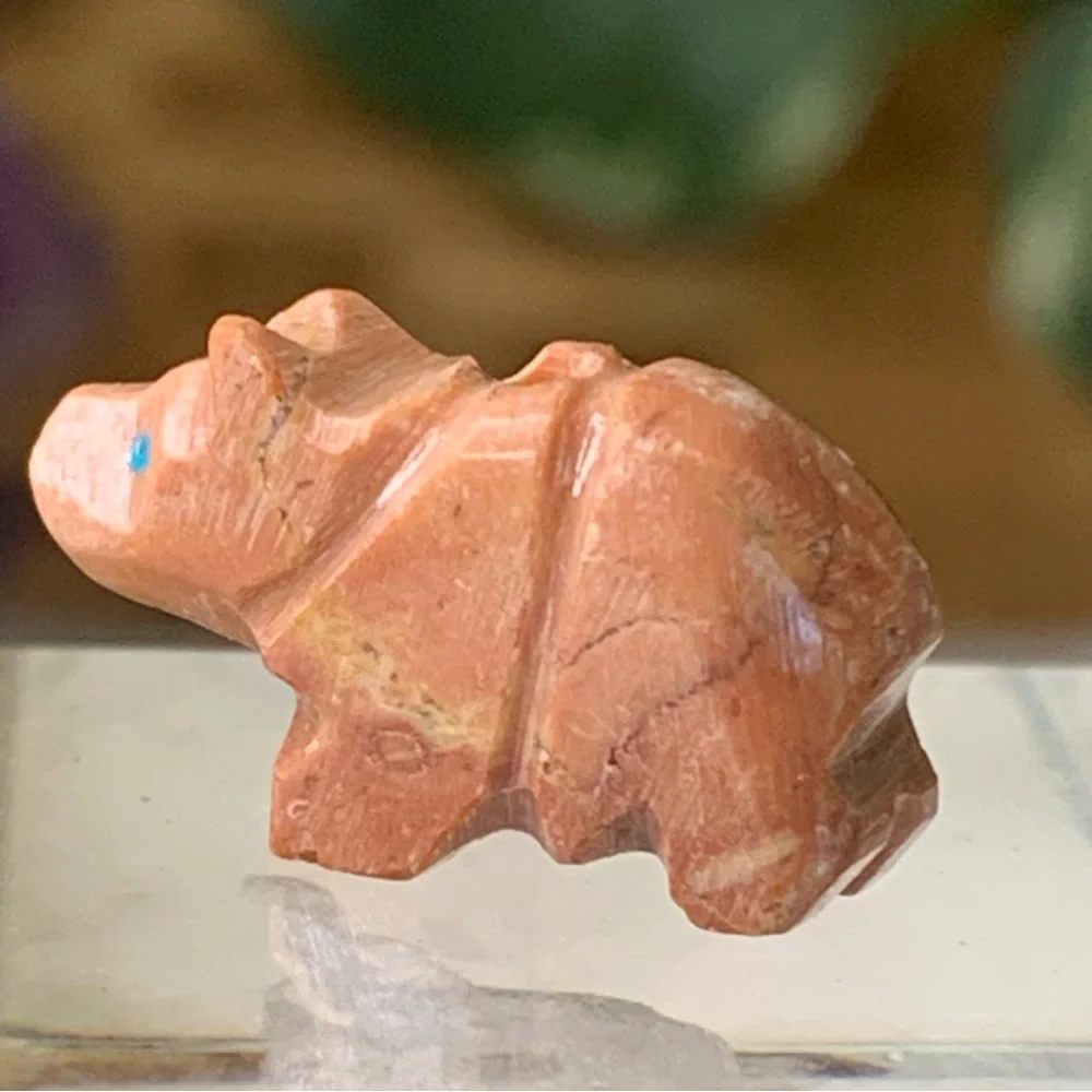 Native American Style Zuni Bear Fetish Bead Hand Carved Stone Drilled Animal .8